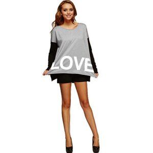 LOVE Oversized Sweatshirt Black Grey Off-White Color Block